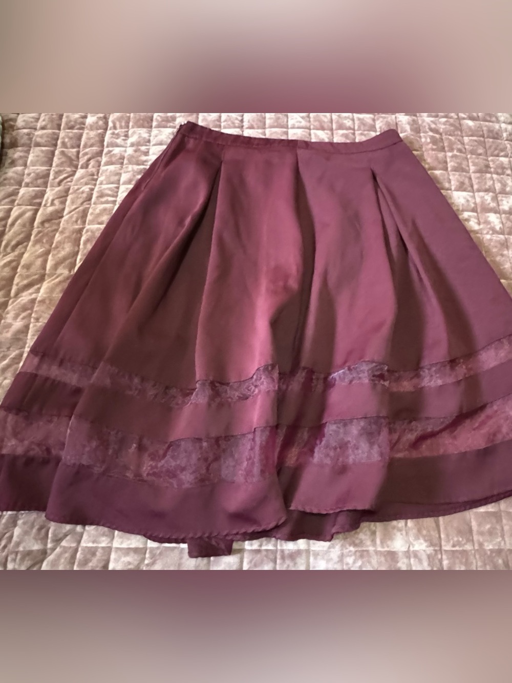 Torrid Burgundy Sheer Mesh Inset Fit & Flare Midi Skirt Size 14